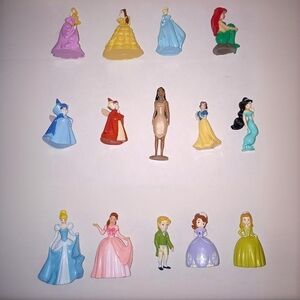 Disney Characters Cake Toppers Lot Cinderella, Ariel, Jasmine, Pocahontas & More